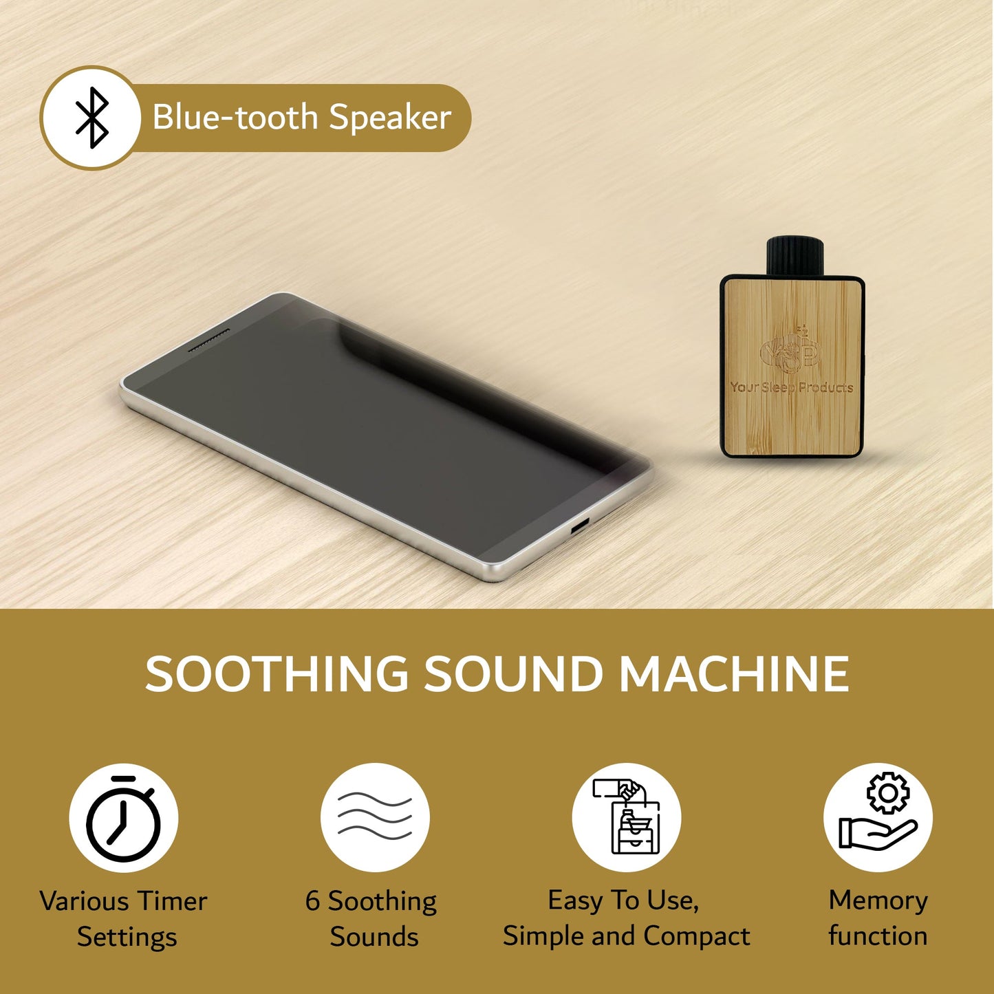 Your Sound Sleep Machine Bluetooth Speaker, White Noise Machine, Sleep Therapy Sound Machine